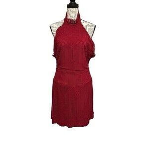 Free People Intimately Free Red Lace Stretchy Harper‎ Halter Mini Dress